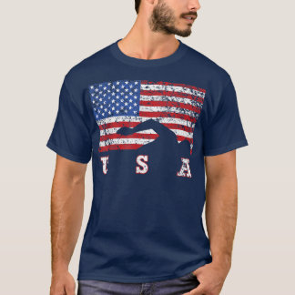 American Flag Swimming USA Gift, Swim Team  T-Shirt