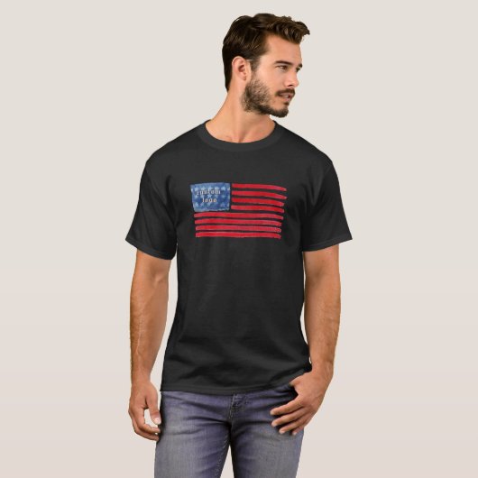 American Flag T-Shirt - Benutzerdefinierter Text/L (Vorne ganz)