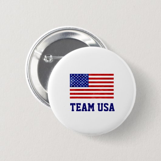 American Flag TEAM USA Olympics Red White Blue Button (Vorne & Hinten)