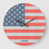 American Flag Texture Große Wanduhr (Vorderseite)