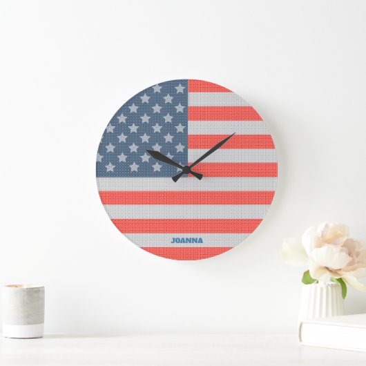 American Flag Texture Große Wanduhr (Zuhause)