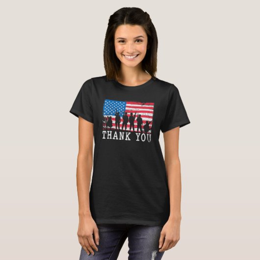 American Flag Thank you Veterans Proud Veteran T-Shirt (Vorne ganz)