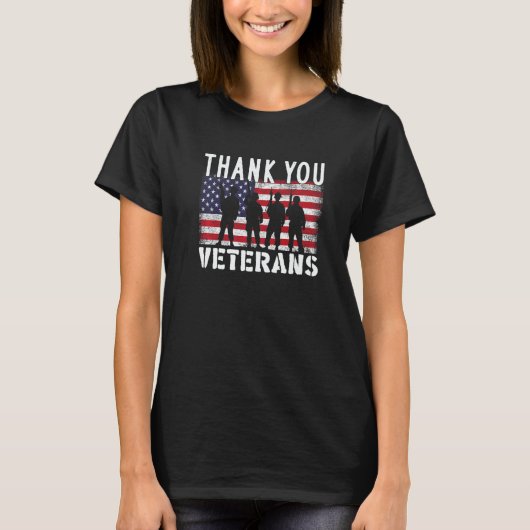 American Flag Thank you Veterans Proud Veteran USA T-Shirt (Vorderseite)