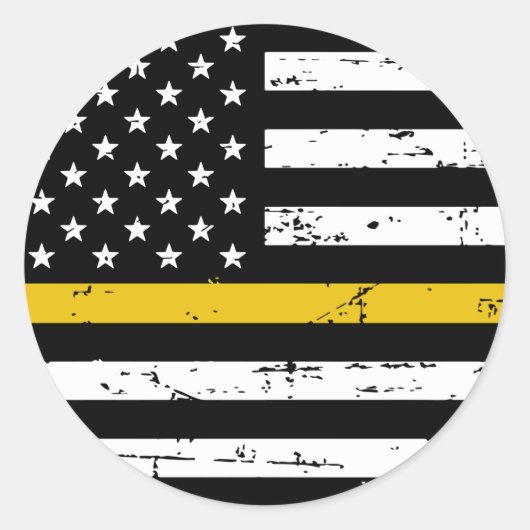 American Flag Thin Gold Line Runder Aufkleber (Vorderseite)