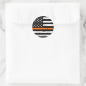 American Flag Thin Orange Line Runder Aufkleber (Tasche)