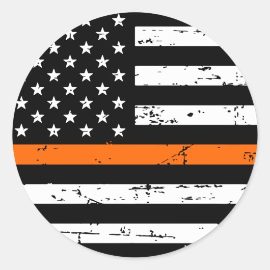 American Flag Thin Orange Line Runder Aufkleber (Vorderseite)