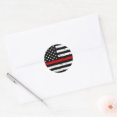 American Flag Thin Red Line Runder Aufkleber (Umschlag)