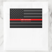 American Flag Thin Red Line Symbolische Ihr Text a Rechteckiger Aufkleber (Tasche)