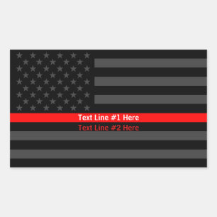 American Flag Thin Red Line Symbolische Ihr Text a Rechteckiger Aufkleber