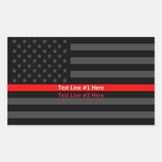 American Flag Thin Red Line Symbolische Ihr Text a Rechteckiger Aufkleber (Vorderseite)