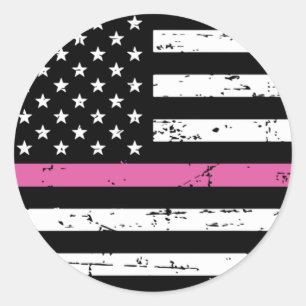 American Flag Think Pink Line Runder Aufkleber