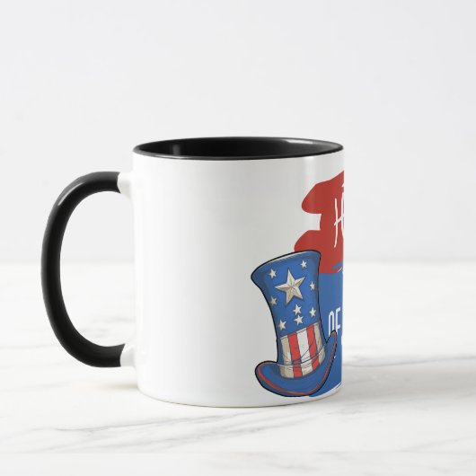 American Flag Top Hat mit Brush Stroke Design Tasse (Links)