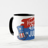 American Flag Top Hat mit Brush Stroke Design Tasse (Vorderseite Links)
