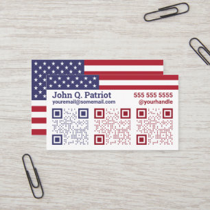 American Flag Trial QR Code Business Card Visitenkarte
