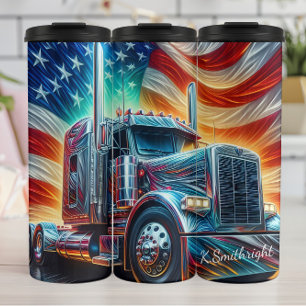 American Flag Truck Chrome Energy Thermosbecher