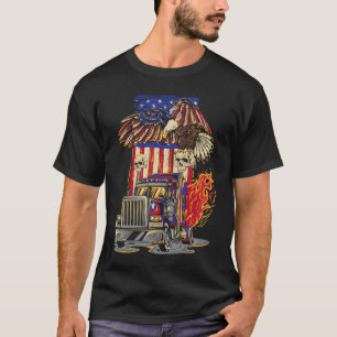 American Flag Truck Driver Trucker 4. Juli Eag T-Shirt