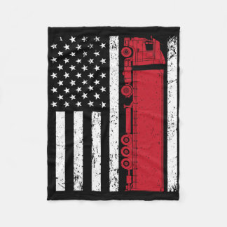 American Flag Truck Driver Trucker 4th Of July Tru Fleecedecke