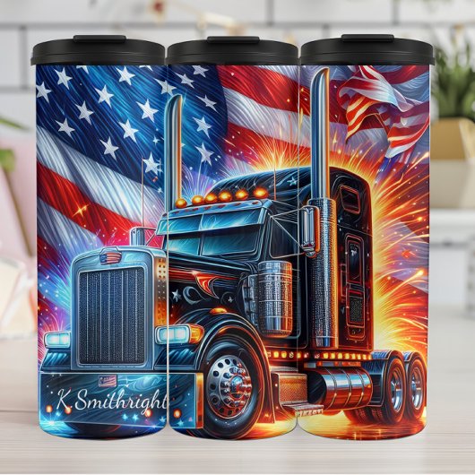 American Flag Truck Feuerwerk Ruhm Thermosbecher