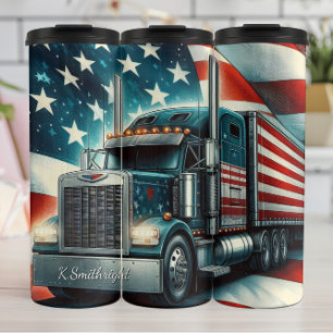 American Flag Truck Patriotic Road Thermosbecher