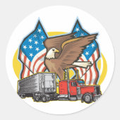 American Flag Trucker Runder Aufkleber (Vorderseite)