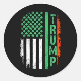 American Flag Trump 45 47 St Patrick's Day Irish S Runder Aufkleber