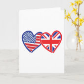 American Flag/Union Jack Flag Hearts Karte (Gelbe Blume)