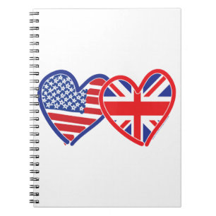 American Flag Union Jack Flag Hearts Notizblock