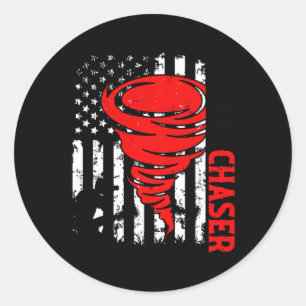 American Flag United Staaten Tornado Storm Chaser Runder Aufkleber