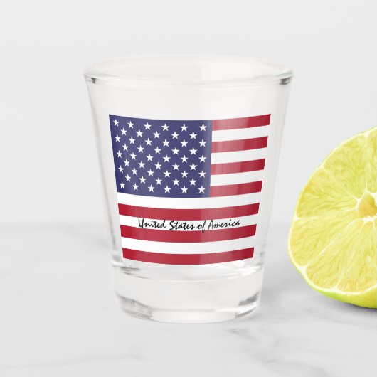 American Flag & United Staaten - USA Party /sports Schnapsglas (Vorderseite)