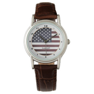 American Flag & United Staaten Vintag mode /USA Armbanduhr