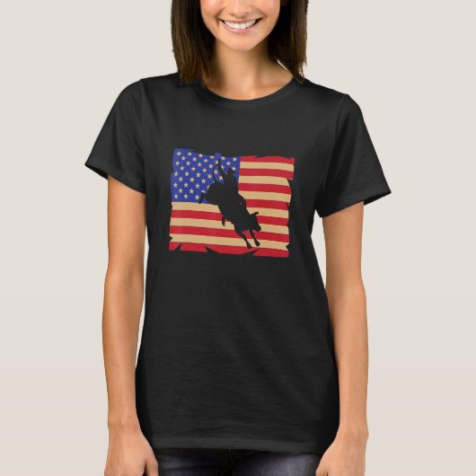 American Flag US Bull Riding Rodeo Bull Rider T-Shirt (Vorderseite)