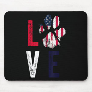 American Flag US Liebe Dog Paw Patriotic 4. Ju Mousepad