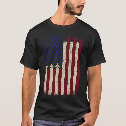American Flag USA Airplane Jet Fighter Patriot 4th T-Shirt (Vorderseite)