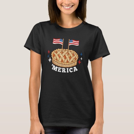 American Flag USA Apple Pie Merica 4th of July T-Shirt (Vorderseite)