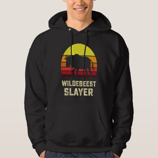 American Flag USA Blue Wildebeest Gnu Antelope Hun Hoodie (Vorderseite)