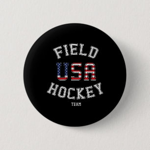 American Flag USA Field Hockey Player Geschenk T - Button