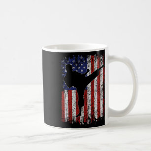 American Flag Usa High Kick Karate Silhouette Part Kaffeetasse