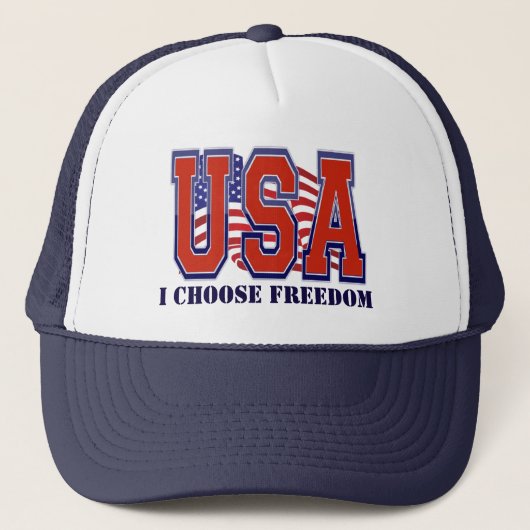 American Flag USA I Choose Freedom Patriotic Truckerkappe (Vorderseite)