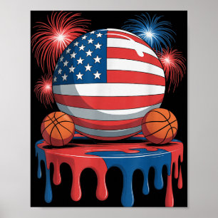 American Flag Usa Ice Creme Tropfen Game Basketbal Poster