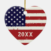American Flag USA Personalisiert Patriotic Keramik Ornament (Hinten)