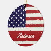 American Flag USA Personalisiert Patriotic Keramik Ornament (Links)