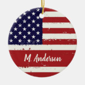 American Flag USA Personalisiert Patriotic Keramikornament (Vorne)