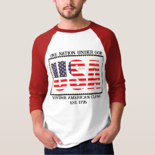 American Flag USA Vintag Men's Jersey T - Shirt