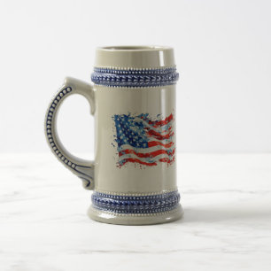 American Flag USA Watercolor 4. Juli Bierglas