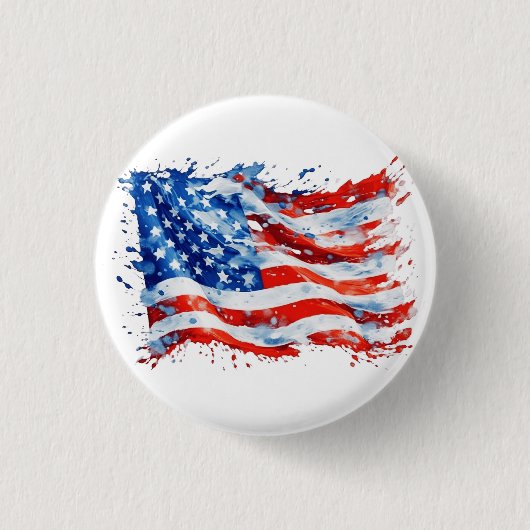 American Flag USA Watercolor 4. Juli Button (Vorderseite)