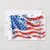 American Flag USA Watercolor 4. Juli Dankeskarte (Vorderseite)