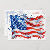 American Flag USA Watercolor 4. Juli Dankeskarte (Vorne/Hinten)