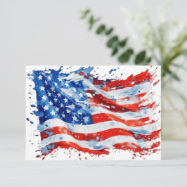 American Flag USA Watercolor 4. Juli Dankeskarte