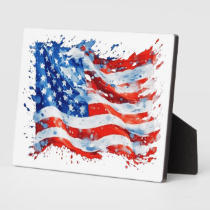 American Flag USA Watercolor 4. Juli Fotoplatte