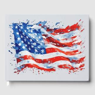American Flag USA Watercolor 4. Juli Gästebuch